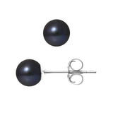Pendientes- Perlas Cultivadas de Agua Dulce Redondas 6-7 mm Tahití Negras-