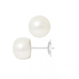 Pendientes de Oro Blanco - Perla Cultivada Blanca 9-10 mm