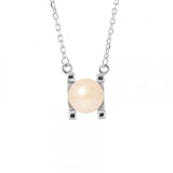 Collar de Perlas Cultivadas de Agua Dulce de Plata 2C Redondas Rosas 7-8 mm