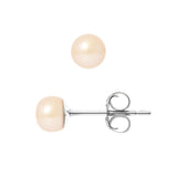 Pendientes - Botón de Perlas Cultivadas de Agua Dulce 5-6 mm Rosa