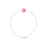 Pulsera- Perla cultivada de agua dulce- Diámetro 8-9 mm Rosa fucsia- Plata de ley 925