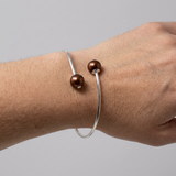 Pulsera - Perlas Cultivadas de Agua Dulce Diámetro 9-10 mm Chocolate - Plata 925 Milésimas