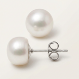 Pendientes - Perlas cultivadas de agua dulce - Diámetro 9-10 mm Blanco