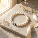 Pulsera- Perlas Cultivadas de Agua Dulce- Semi Redondas 8-9 mm Blanco Natural- Joyería Mujer- Plata 925 Milésimas