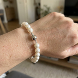 Pulsera- Perlas Cultivadas de Agua Dulce- Semi Redondas 8-9 mm Blanco Natural- Joyería Mujer- Plata 925 Milésimas