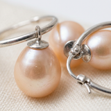Pendientes - Perlas Cultivadas de Agua Dulce Pera 8-8.5 mm Rosa