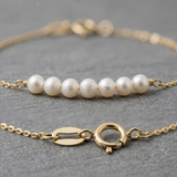 Pulsera - 7 Perlas Cultivadas Diámetro 3-4 mm Blanco - Oro Amarillo