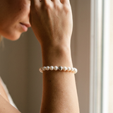 Pulsera- Perlas Cultivadas de Agua Dulce- Semi Redondas 8-9 mm Blanco Natural- Joyería Mujer- Plata 925 Milésimas