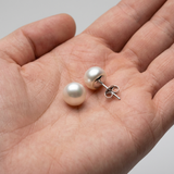 Pendientes - Perlas cultivadas de agua dulce - Diámetro 9-10 mm Blanco