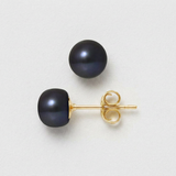 Pendientes de oro y perla semiredonda negra | noëlyse