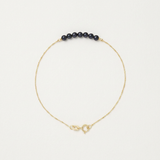 Pulsera- Perla cultivada de agua dulce - Diámetro 3-4 mm Negro Tahití - Oro amarillo