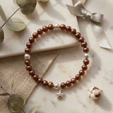 Pulsera de la Suerte - Perla de Agua Dulce - Redonda 5-6 mm Chocolate