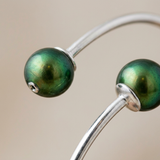 Pulsera - Perlas Cultivadas de Agua Dulce Diámetro 9-10 mm Verde Intenso - Plata de Ley 925