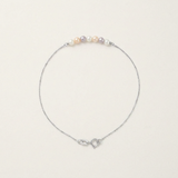 Pulsera- Perla Cultivada de Agua Dulce - Diámetro 3-4 mm Multicolor- Oro Blanco