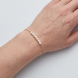 Pulsera - 7 Perlas Cultivadas Diámetro 3-4 mm Blanco - Oro Amarillo