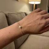 Pulsera- Perla Cultivada- Diámetro 8-9 mm Blanco- Plata
