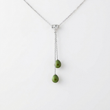 Collar Toi & Moi 2 Perlas Cultivadas 7-8 mm Verde Intenso-Plata