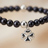 Pulsera de la Suerte - Perla de Agua Dulce - Redonda 5-6 mm Negra Tahití