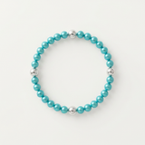 Pulsera de la Suerte- Perla de Agua Dulce- Redonda 5-6 mm Azul Turquesa