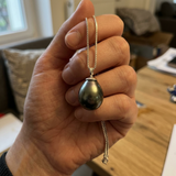 Excepcional: collar de plata y auténtica perla de Tahití de 8-9 mm