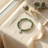 Pulsera de la Suerte - Perla de Agua Dulce - Redonda 5-6 mm Verde Intenso
