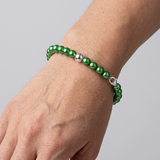 Pulsera de la Suerte - Perla de Agua Dulce - Redonda 5-6 mm Verde Intenso