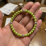 Pulsera de la Suerte - Perla de Agua Dulce - Redonda 5-6 mm Verde Tónico