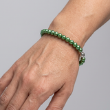 Pulsera de la Suerte - Perla de Agua Dulce - Redonda 5-6 mm Verde Intenso