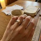 Anillo- Perlas Cultivadas de Agua Dulce- Redonda Diámetro 8-9 mm Rosa- Talla 48 (EU)- Oro Blanco