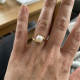Anillo- Perlas Cultivadas- Redondas 8-9 mm Blanco- Oro Amarillo