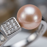 Brazalete Moderno - Botón de Perlas Cultivadas de Agua Dulce 8-9 mm Rosa - Plata 925 Milésimas