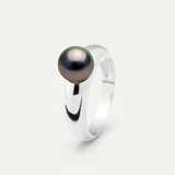 Anillo - Perlas Cultivadas de Tahití - Redondas Diámetro 8-9 mm - Joyería para Mujer - Oro Blanco