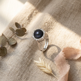 Anillo de plata y perla negra | felicia