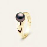 Anillo - Perlas Cultivadas de Tahití - Redondas Diámetro 8-9 mm - Joyería para Mujer - Oro Amarillo