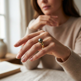 Anillo - Perlas Cultivadas de Tahití - Redondas Diámetro 8-9 mm - Joyería para Mujer - Oro Amarillo