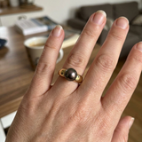 Anillo - Perlas Cultivadas de Tahití - Redondas Diámetro 8-9 mm - Joyería para Mujer - Oro Amarillo