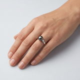 Anillo - Perlas Cultivadas de Tahití - Redondas Diámetro 8-9 mm - Joyería para Mujer - Oro Blanco
