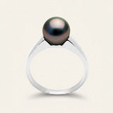 Anillo - Perlas Cultivadas de Tahití - Redondas Diámetro 8-9 mm - Joyería para Mujer - Oro Blanco