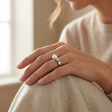 Brazalete Moderno - Botón de Perlas Cultivadas de Agua Dulce 8-9 mm Blanco - Plata 925 Milésimas