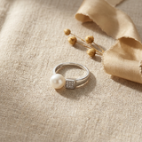 Brazalete Moderno - Botón de Perlas Cultivadas de Agua Dulce 8-9 mm Blanco - Plata 925 Milésimas