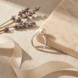 Anillo de oro blanco con perlas cultivadas de agua dulce - Redondas Diámetro 8-9 mm Rosa