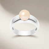 Anillo - Perlas Cultivadas de Agua Dulce - Redondas Diámetro 8-9 mm Rosa - Talla 48 (UE) - Plata de Ley 925
