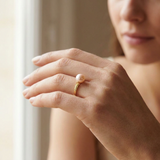 Anillo- Perlas Cultivadas de Agua Dulce- Redonda Diámetro 7-8 mm Rosa- Talla 48 (EU)- Oro Amarillo