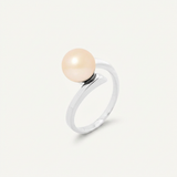 Anillo de oro blanco con perlas cultivadas de agua dulce - Redondas Diámetro 8-9 mm Rosa