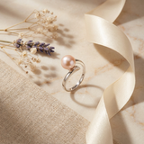 Anillo de oro blanco con perlas cultivadas de agua dulce - Redondas Diámetro 8-9 mm Rosa