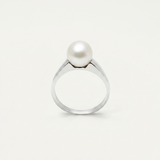 Anillo- Perlas Cultivadas- Redondas 8-9 mm Blancas- Oro Blanco