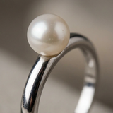 Anillo Brazalete - Perla Cultivada de Agua Dulce - Diámetro 6-7 mm Blanco - Joyería Mujer - Plata de Ley 925
