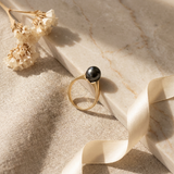 Anillo de Perlas Cultivadas de Agua Dulce - Redondas Diámetro 8-9 mm Negro Tahití