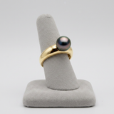 Anillo - Perlas Cultivadas de Tahití - Redondas Diámetro 8-9 mm - Joyería para Mujer - Oro Amarillo