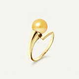 Anillo- Perlas Cultivadas de Agua Dulce- Redonda Diámetro 8-9 mm Oro- Talla 48 (UE)- Oro Amarillo